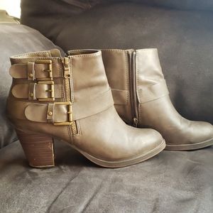 Brown leather booties